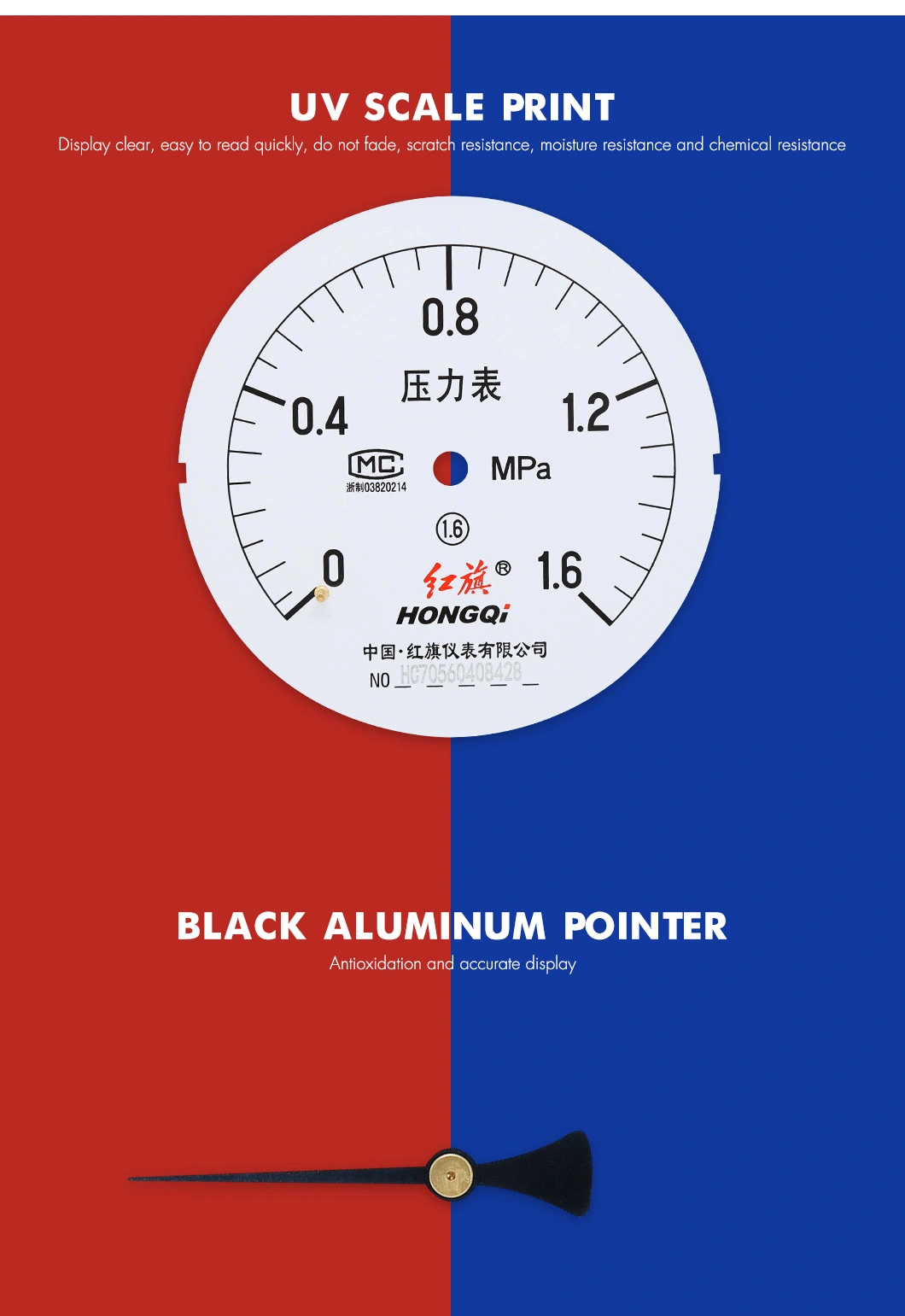 Black Painted Steel Case 40mm Diameter Ordinary Bourdon Tube Pressure Gauge