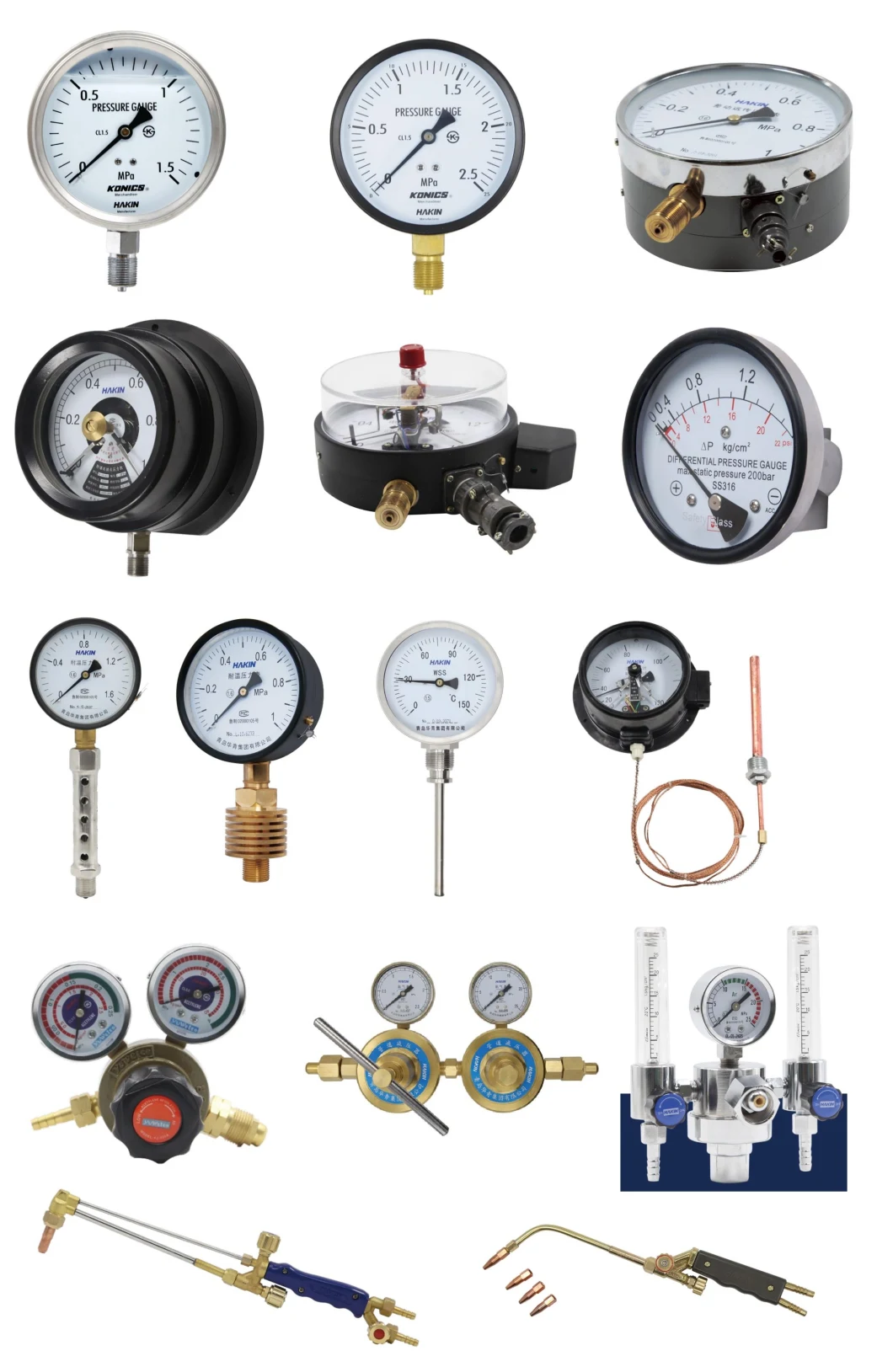 Hakin Pressure Gauge of Various Types Thermometer Gas Regulator Precision Stainless Steel Shock Resistant Diaphragm Seal Capsule Electric Contact Hydraulic CE