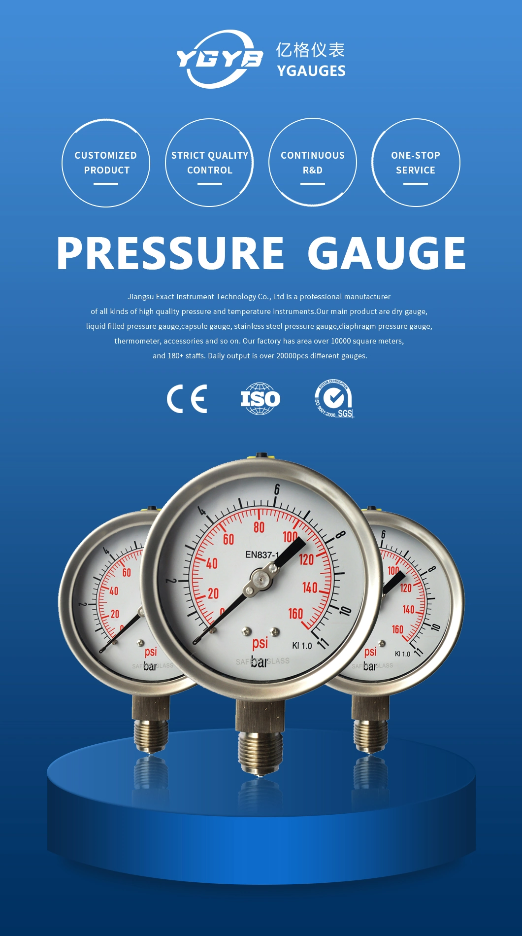 Heavy Duty Type-Bourdon Tube Pressure Gauge-Antivibration Pressure Gauge-Oil Filled Pressure Gauge